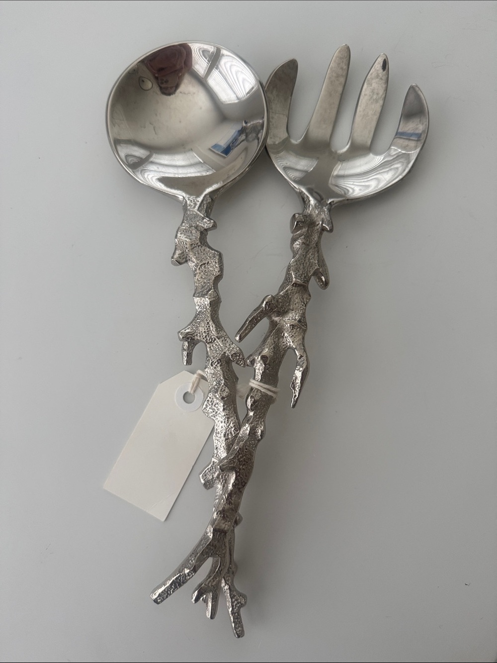Michael Aram Silver Branch-Handle Salad Servers